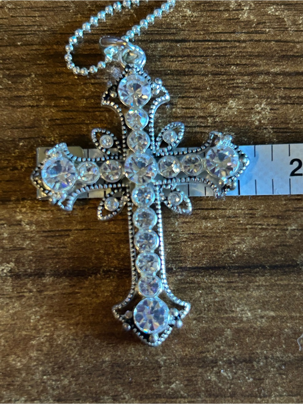 Sparkling Rhinestone Cross Necklace – Adjustable Chain - Picture 6 of 6
